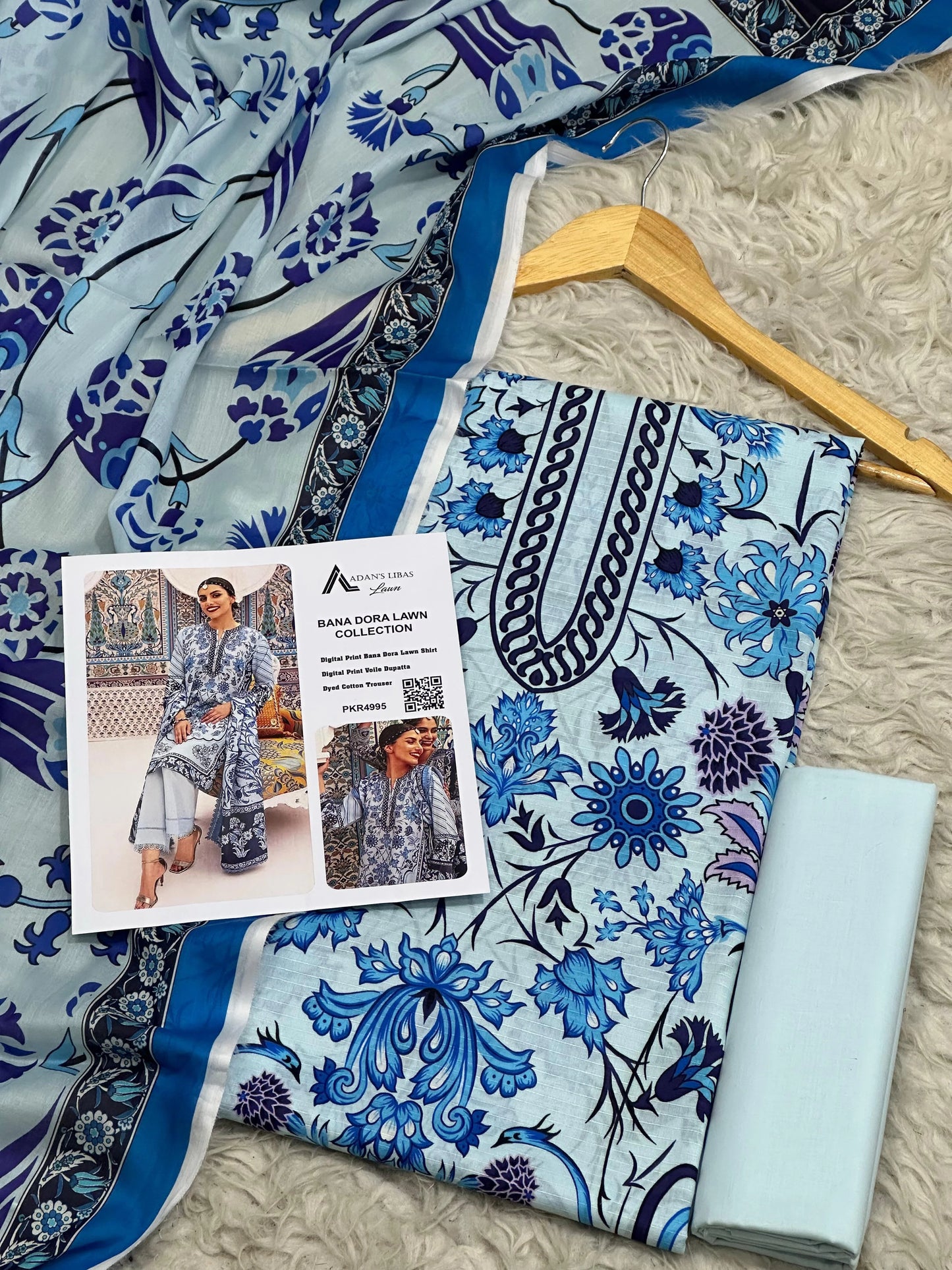Adan's Libas Unstitched 3pc Digital Printed Bana Dora Lawn-SNW-3106